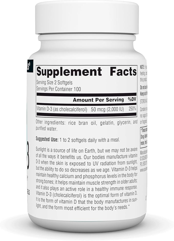 Source Naturals Vitamin D-3 1000 iu Supports Bone & Immune Health* - 200 Softgels