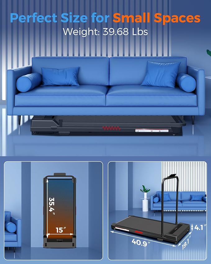 AoraPulse Portable Foldable Treadmills for Home, Small Folding Treadmill for Home Office with 300 LBS Capacity, Walking Running Exercise Electric Compact Treadmill with LED Display