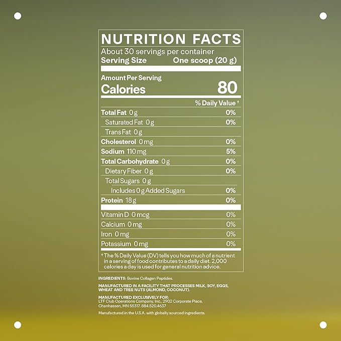 LTH Prime Collagen Peptides - Trusted by Life Time Members - Collagen Powder for Digestive Health - Supports Healthy Joints, Hair & Skin - from Grass-Fed Cows - Unflavored - 30 Servings