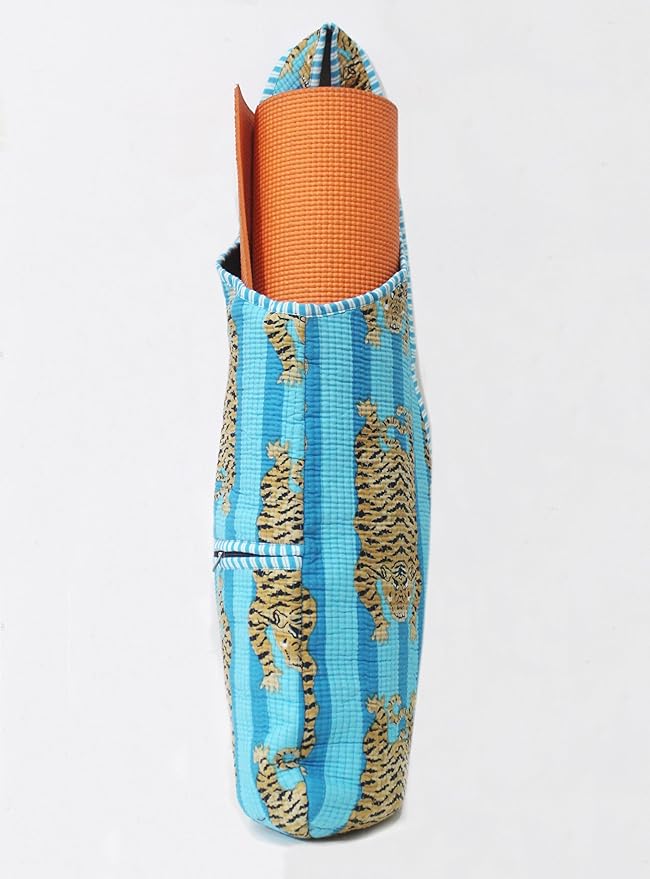 INDIAN CRAFT CASTLE Yoga Mat Bag | Tote Mat Bag | Sling Yoga Tote w/Large Side Pocket & Zipper Pocket | Yoga Mat Carrier Fits Most Size Mats