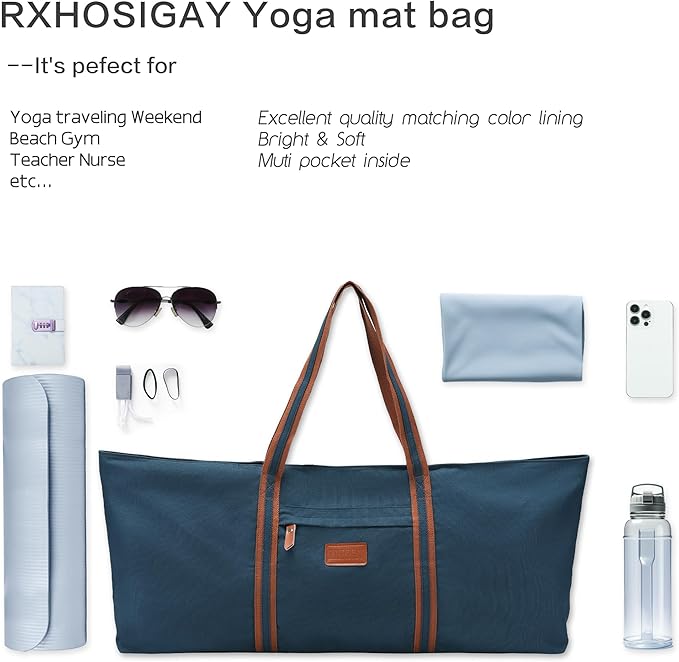 with Multi-Functional Storage Pockets Full-Zip Extra Large Yoga Mat Tote Bag Sports Gym Pilates Bag