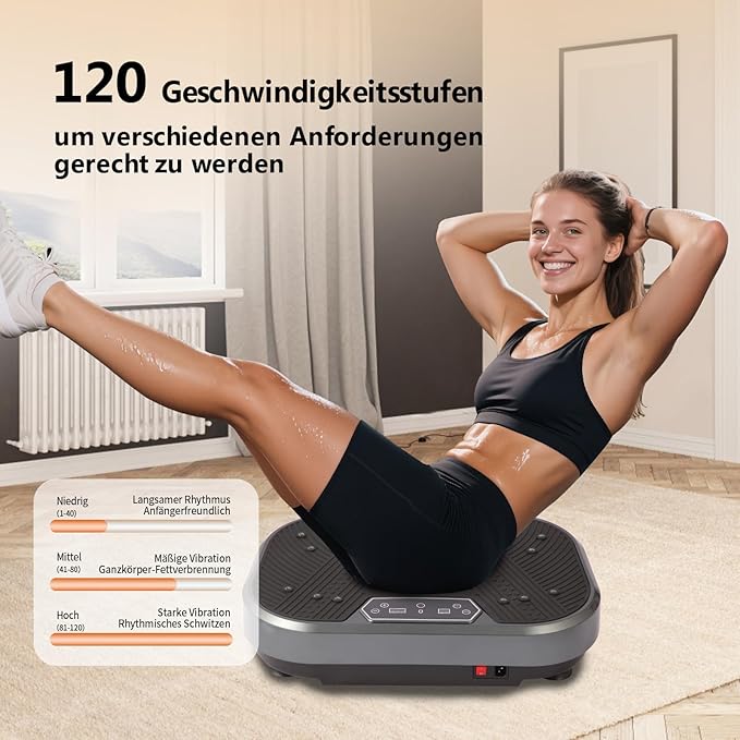 KRYLIX Vibration Plate Exercise Platform Fitness Platform Exercise Machine Vibrating Lymphatic Drainage Vibrating Platform Shaker for Weight Loss 120 Levels for Home