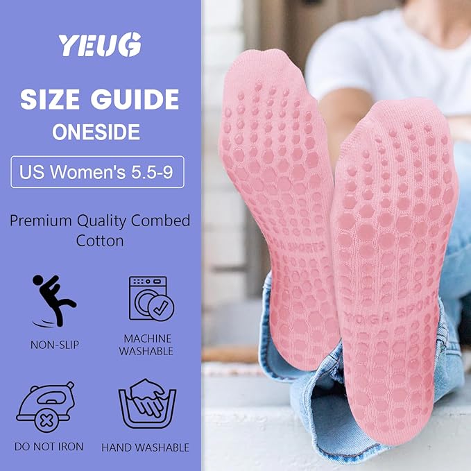 YeuG 4/6 Pairs Pilates Socks for Women - Non Slip Grip Socks for Yoga, Barre, Hospital, Barefoot