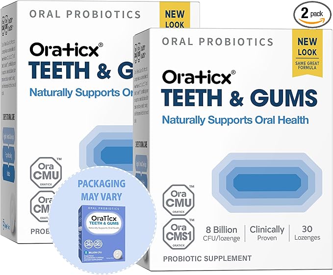 OraTicx Teeth & Gums Oral Probiotics, 8 Billion CFU - Naturally Supports Oral Health, Fresh Breath, and Immunity, Dental Probiotic Supplement, Grape Flavor 30 Lozenges 2-Pack