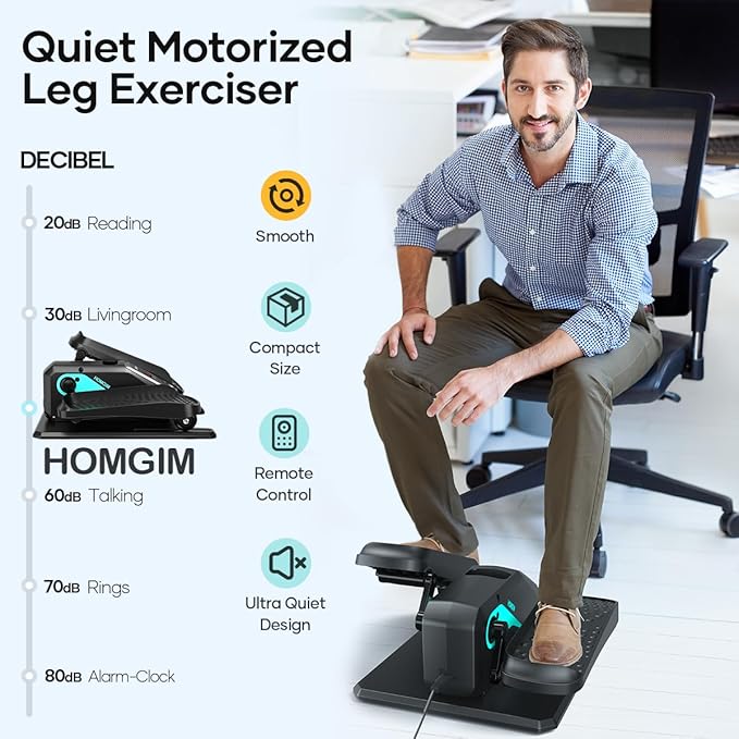 HOMGIM Under Desk Elliptical Machine - Quiet Motorized Leg Exerciser with Smart Remote, 12-Speed Manual Programs Auto/3 Auto Programs LCD Display & Bidirectional Motion for Home/Office
