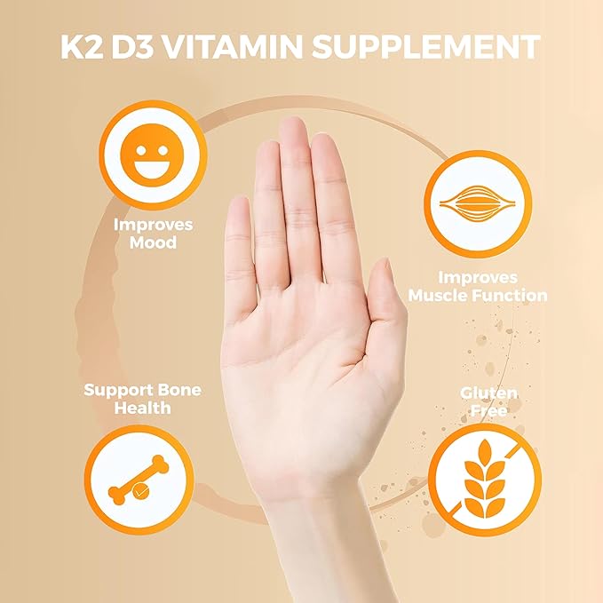 Vitamin D3 K2 Maximum Strength Topical Gel - 15000+ IU Per Pump - The Sunshine Vitamin - Supports Bone & Joint Health, Immune Support - One Month Supply