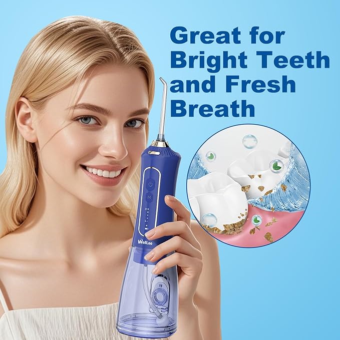 Water Flosser for Teeth, 300ML Cordless Oral Irrigator Rechargeable Dental Flosser Picks with 5 Modes 5 Jet Tips,IPX7 Waterproof Teeth Cleaner for Braces Gum Care, Home Travel Use