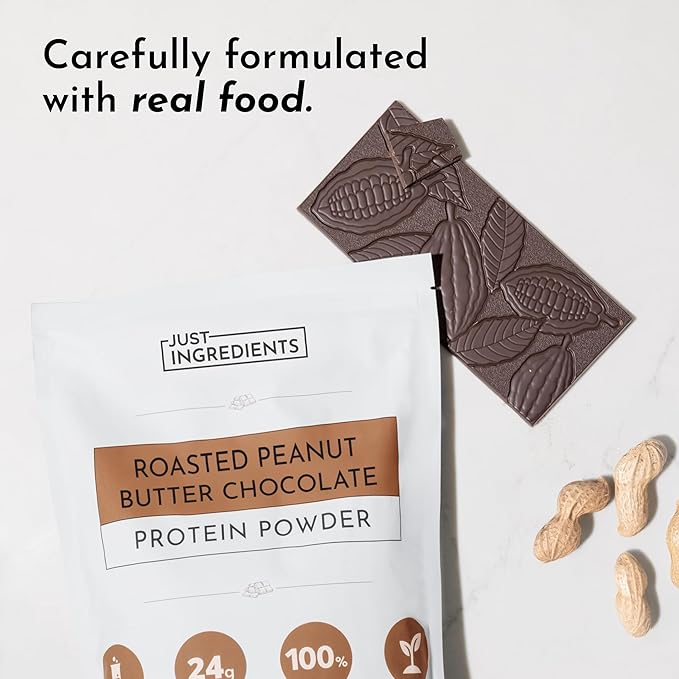 Roasted Peanut Butter Chocolate Protein Powder – 30-Serving Blend with 100% Grass-Fed Whey & Organic Plant Proteins – Rich Cocoa & Roasted Peanut Flavor – Supports Muscle Recovery & Energy*