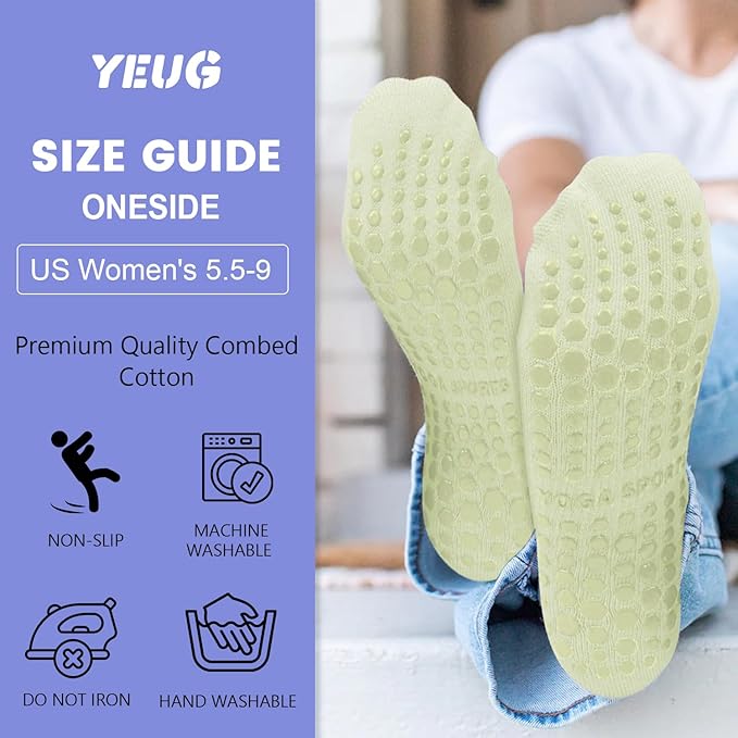 YeuG 4/6 Pairs Pilates Socks for Women - Non Slip Grip Socks for Yoga, Barre, Hospital, Barefoot