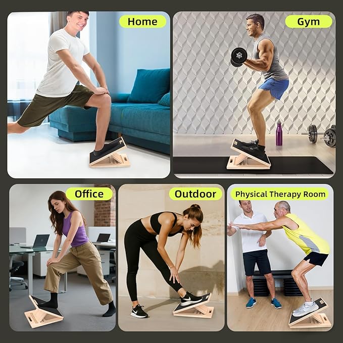 Adjustable Wooden Slant Board for Calf Stretching ,Portable Calf Stretcher Incline Board for Knees Ankle Heel Feet Leg,300lbs Weight Capacity