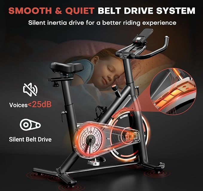 Exercise Bike, Adjustable Magnetic Resistance Stationary Bikes for Home with App Compatible, Quiet Indoor Cycling Bike with 350lbs Weight Capacity Comfortable Seat, Digital Monitor & Phone Mount