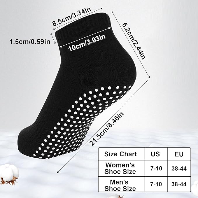 Jspupifip 4 Pairs Non Slip Yoga Socks with Grips for Women Men Pilates Grippy Socks Cotton Barre Hospital Home