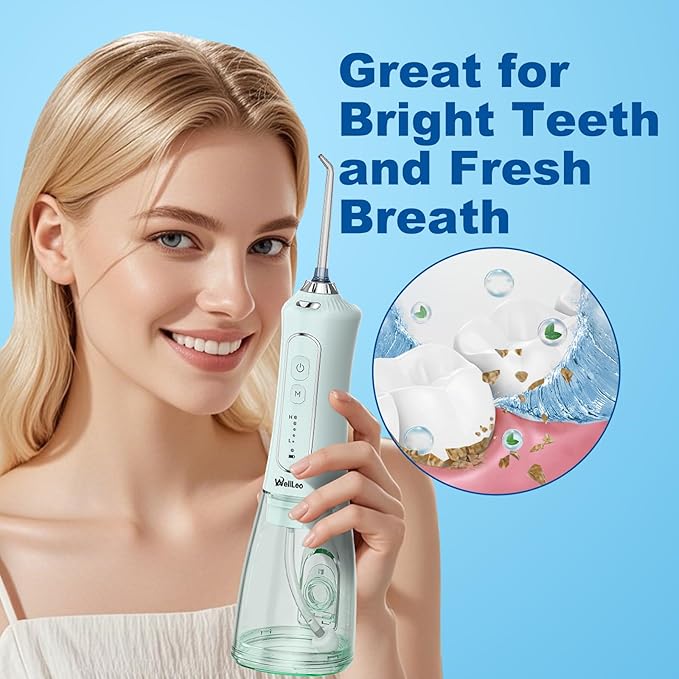Water Flosser for Teeth, 300ML Cordless Oral Irrigator Rechargeable Dental Flosser Picks with 5 Modes 5 Jet Tips,IPX7 Waterproof Teeth Cleaner for Braces Gum Care, Home Travel Use