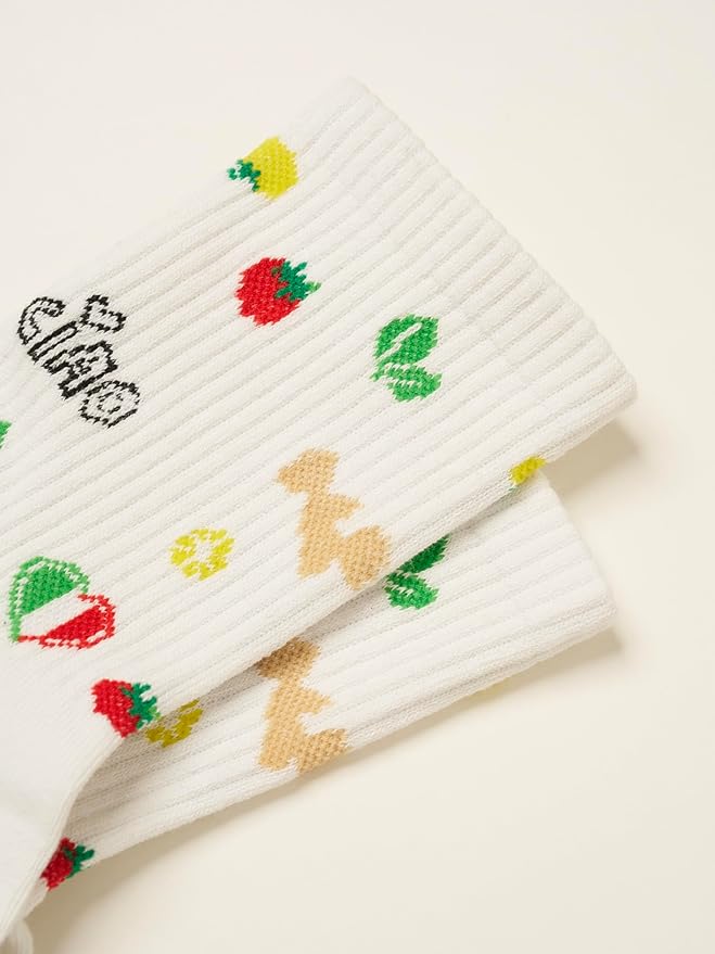 Shapes Studio Crew Half Calf Grip Socks, Cutest Fruits Pilates Socks, Ruffle socks, Non-Slip, Barre Yoga Fitness