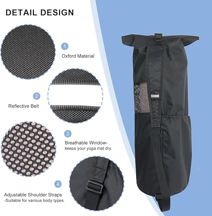 Explore Land Oxford Yoga Mat Storage Bag with Breathable Mesh Window and Large Pockets