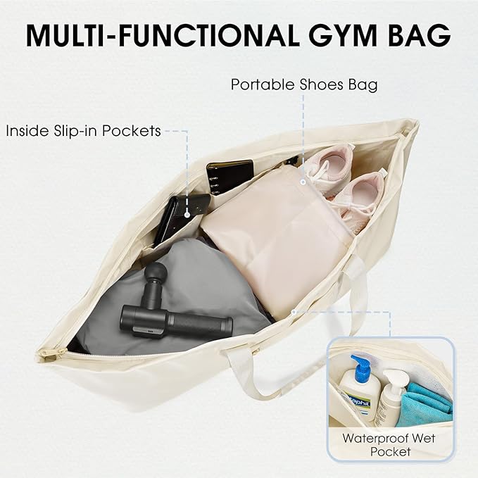 Large Yoga Mat Bag with Shoes Compartment and Wet Pocket Ladies Pilates Gym Tote Bag with Yoga Mat Holder Strap for Women Men Workout Carrier Stuff Accessories