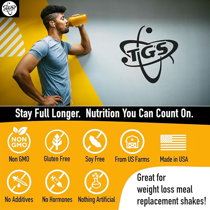 TGS Nutrition 100% Whey Protein Powder Unflavored, Unsweetened for Men & Women - Clean, Natural, No Artificial Ingredients - 2lb, Soy Free, No Gluten, Keto, Low Carb - Post Workout Muscle Growth