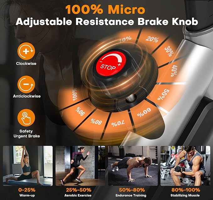 Exercise Bike, Adjustable Magnetic Resistance Stationary Bikes for Home with App Compatible, Quiet Indoor Cycling Bike with 350lbs Weight Capacity Comfortable Seat, Digital Monitor & Phone Mount