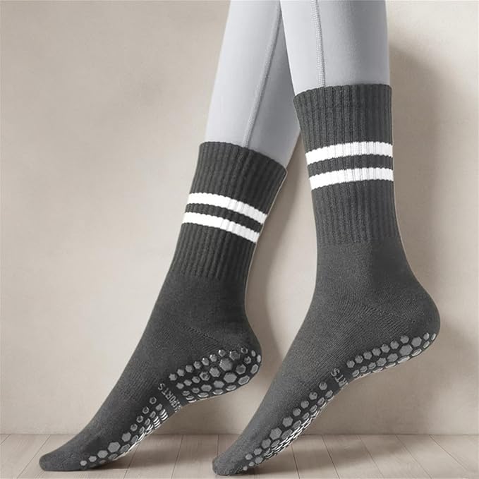 3 Pairs Womens Pilates Socks with Grips Yoga Socks Non Slip Grip Socks for Women for Gym Athletic Barre