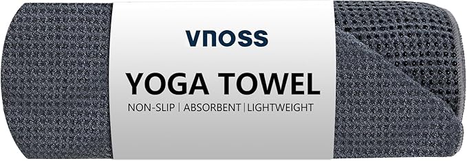Hot Yoga Towel - Microfiber Non Slip Yoga Mat Towel with Grip Dot Sweat Absorbent Towel for Hot Yoga, Pilates and Fitness 72" x 24", Grey