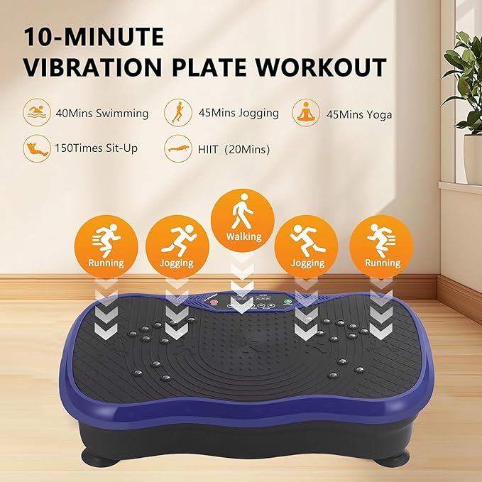 Vibration Plate Exercise Machine, Vibrating Plate Fitness Platform with Remote Control – Portable Vibration Plates for Lymphatic Drainage, Weight Loss, Toning, Recovery & Home Workouts