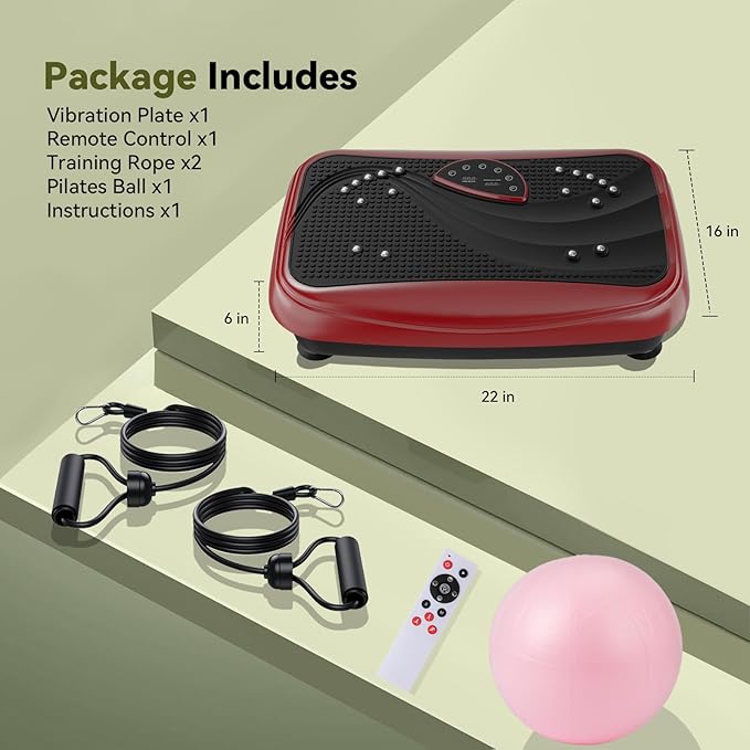 UCIN Vibration Plate Exercise Machine, Vibration Plate for Lymphatic Drainage, 330 Lbs Capacity Vibrating Plate for Weight Loss Home Fitness with Resistance Bands/Pilates Ball