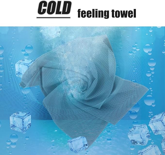 Biange Cooling Towels (40"x 12", Pack of 60), 10 Gray+10Light Blue+10 Dark Blue+10 Green+10 Purple+10 Red,OR 60 Gray