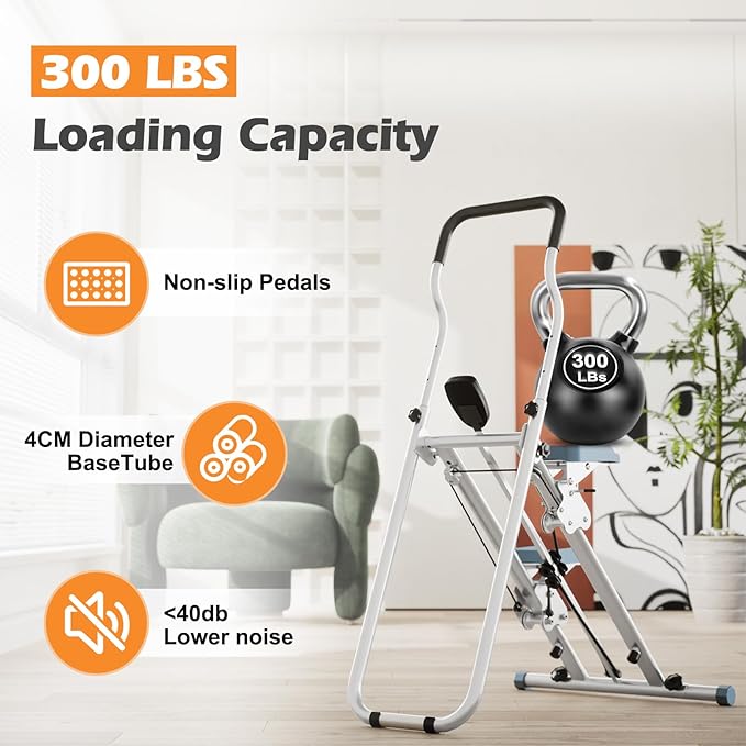 Vertical Climber Stair Stepper for Home Compact Folding Stair Climbing Cardio Exercise Equipment with Non-Slip Pedals Adjustable Height Step Range 300LBS Capacity for Full Body Workout