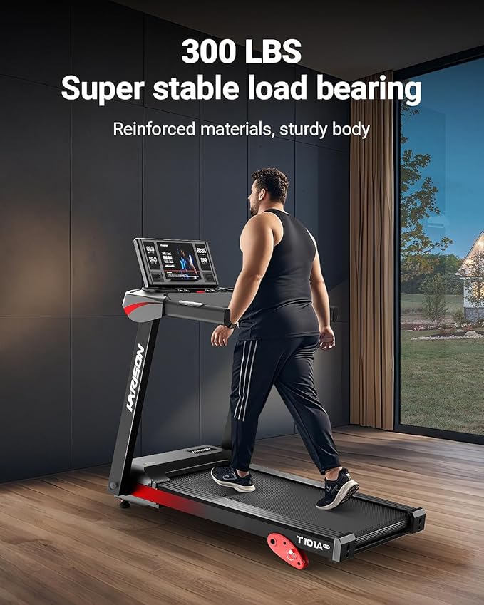 HARISON Treadmill for Home with Incline, Treadmill for Seniors with 3.0HP, Running Machine with 300 lbs Weight Capacity, 17.72" Wide Tread Belt, HARISON APP and Bluetooth Speaker