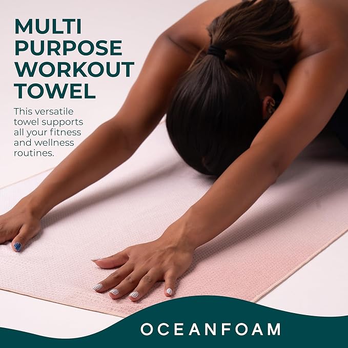 Oceanfoam Beach Towel – Lightweight, Absorbent, Quick-Drying, Sand-Resistant, Non-Slip – Ideal for Workouts, Yoga, Pilates, Beach, Pool, Boat & Travel – 25% Recycled – 72"x24" (Natural)
