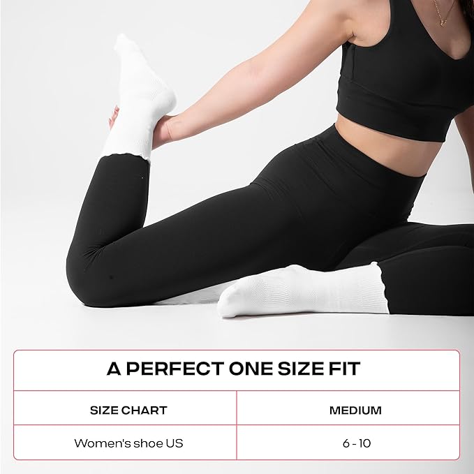 CoolMate 2/3/4 Pairs Pilates Socks with Grips for Women, Cute Yoga Socks, Crew Non Slip Women for Barre, Pilates Gifts