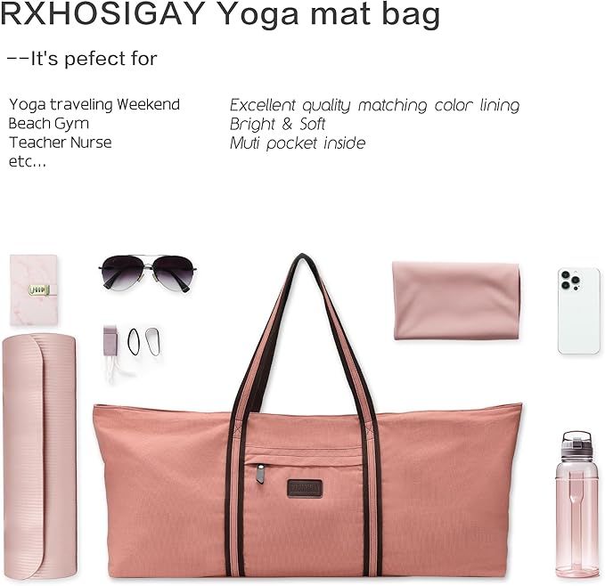 with Multi-Functional Storage Pockets Full-Zip Extra Large Yoga Mat Tote Bag Sports Gym Pilates Bag