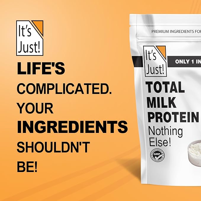 It's Just! - Total Milk Protein Concentrate Powder (Contains: 80% Casein / 20% Whey), Heavy Metal Tested, No Added Flavors, Non-GMO, Gluten Free (2.5 Pound, Unflavored)