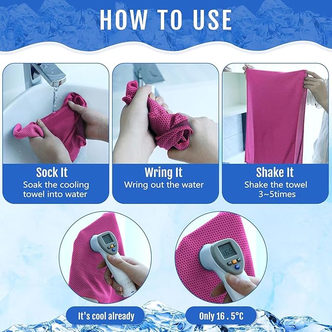 Hosuly 15 Pack Cooling Towels 40" x 12" Cooling Towels for Neck and Face Iced Towel Microfiber Soft Breathable Chilly Yoga Towel for Hot Weather (Dark Blue, Light Gray, Bright Green, Rose Red, Purple)