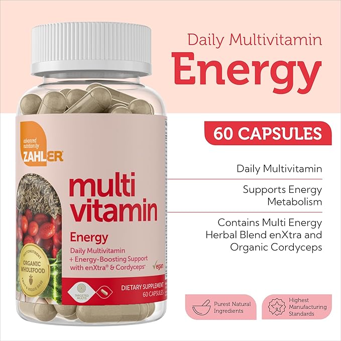Zahler - Daily Multivitamin for Women & Men with Energy Vitamins, Minerals & Iron (60 Count) Kosher Men & Womens Multivitamins for Healthy Energy - Multi Vitamins for Adults - Made in USA Supplements