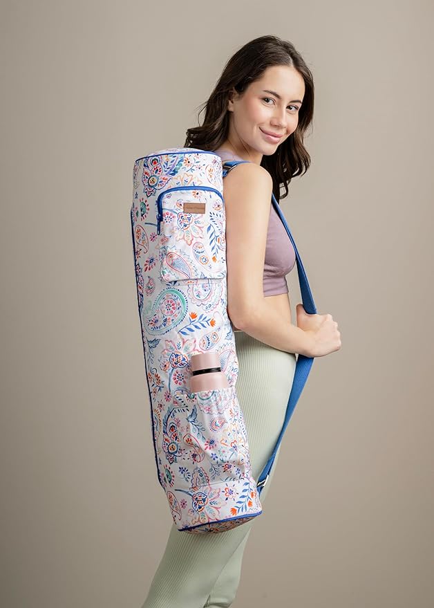 Maison d' Hermine Yoga Mat bag, Cylindrical bag for Woman&Men, yoga mat Bag &Adjustable shoulder straps Yoga Mat Carrier Bag with Drawstring Water Bottle Pocket and zipper pocket