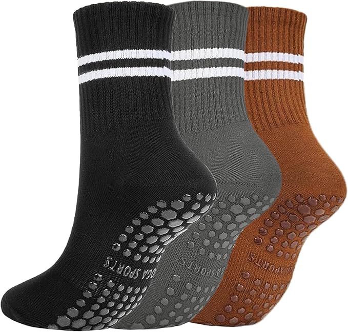 3/6 Pairs Cute Pilates Socks with Grips,Yoga Socks Barre Sock Non Slip Embroidery for Barre Ballet Workout