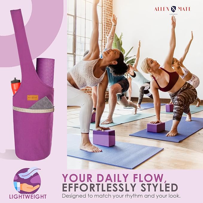 ALLEN & MATE Unisex Yoga Exercise Mat Bag with Large Size Pocket, Big Capacity Mat Tote Shoulder Carrier for Men & Women