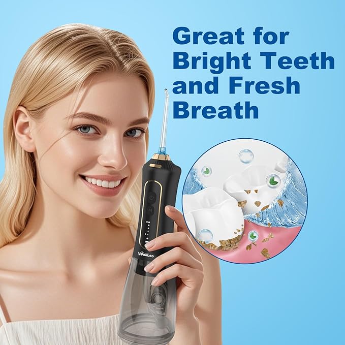 Water Flosser for Teeth, 300ML Cordless Oral Irrigator Rechargeable Dental Flosser Picks with 5 Modes 5 Jet Tips,IPX7 Waterproof Teeth Cleaner for Braces Gum Care, Home Travel Use