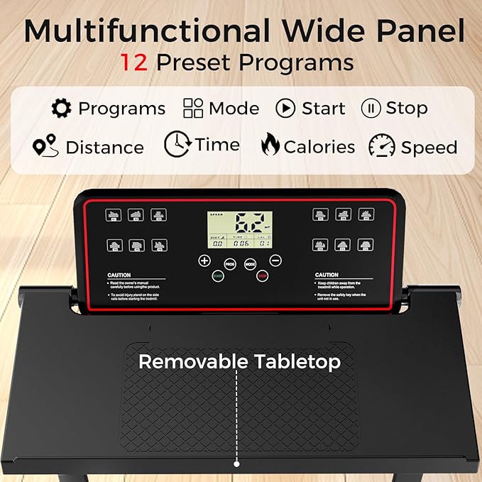 Treadmill with Handles, Walking Treadmills for Home Small Spaces, 3.0HP Walking Pad Treadmills with Handle Bar & LED Display, Treadmill with Desk Workstation for Home Office, 320 LBS Capacity