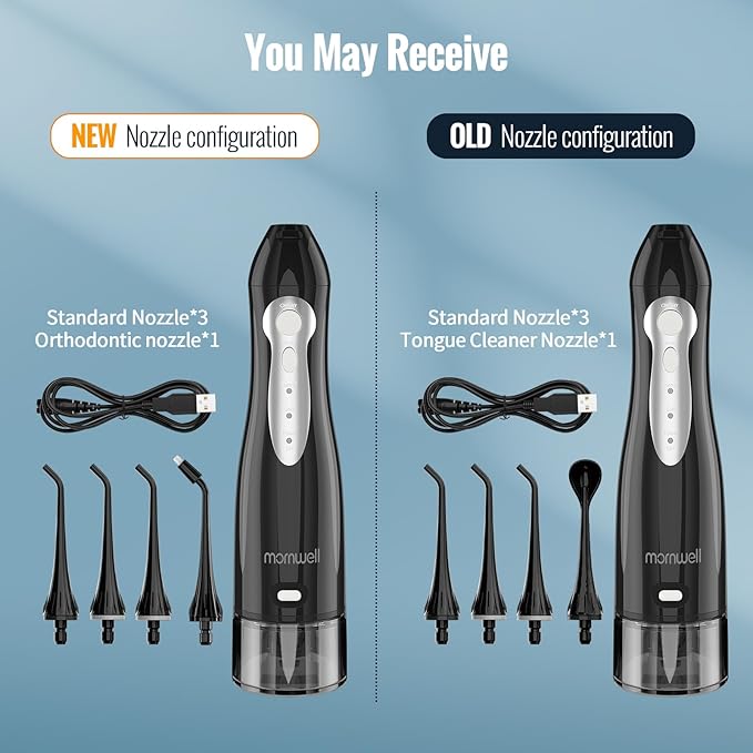 Water Flosser, Mornwell Water Flossers for Teeth - 330ML Tank USB Rechargeable Dental Flosser, IPX7 Waterproof 3 Modes & 4 Jet Tips Portable Dental Oral Irrigator,Professional Water Flosser
