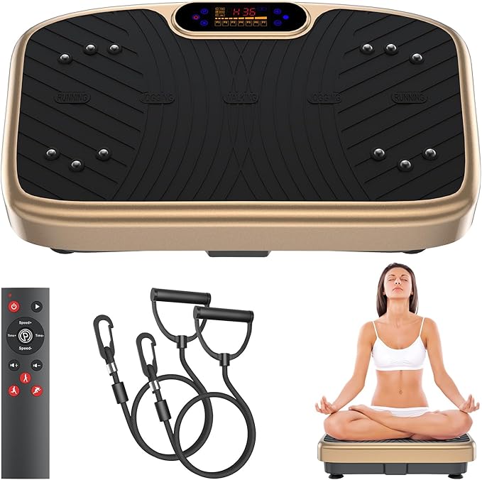 Vibration Plate Exercise Machine, Vibrating Plate Platform for Lymphatic Drainage with 200 Adjustable Speeds, Power Vibration Plate for Weight Loss & Fitness, Supports Max Weight 450 Lbs