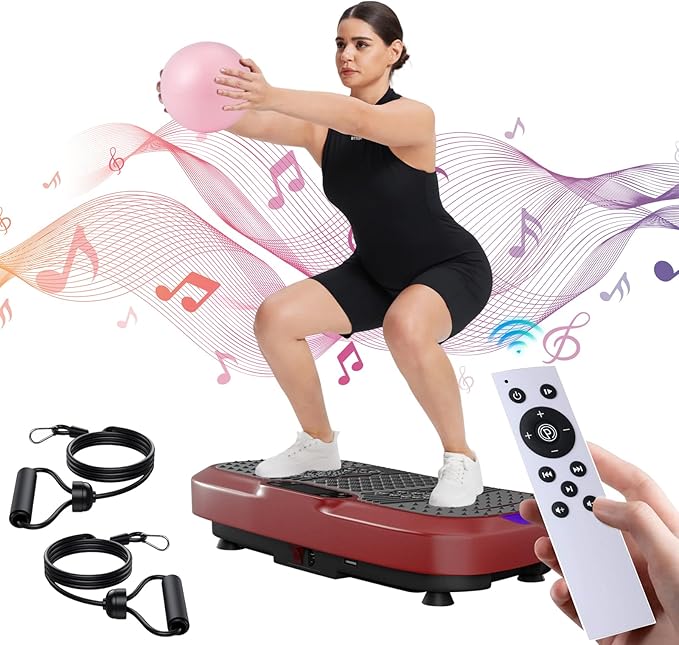 UCIN Vibration Plate Exercise Machine, Vibration Plate for Lymphatic Drainage, 330 Lbs Capacity Vibrating Plate for Weight Loss Home Fitness with Resistance Bands/Pilates Ball