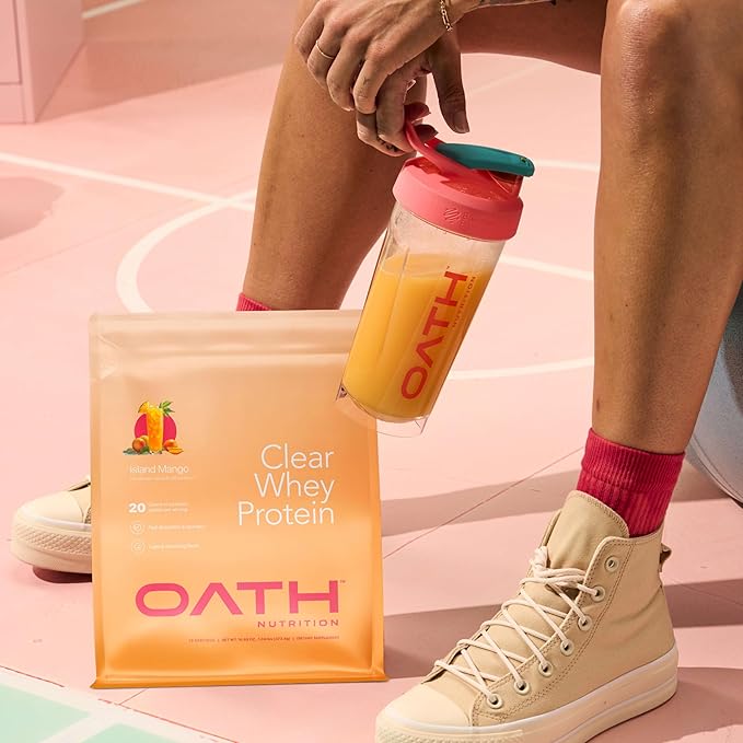 Oath Nutrition Clear Whey Isolate Protein Powder, Island Mango, 20g Complete Protein per Serving, No Added Sugar, Grass-Fed, 18 Servings