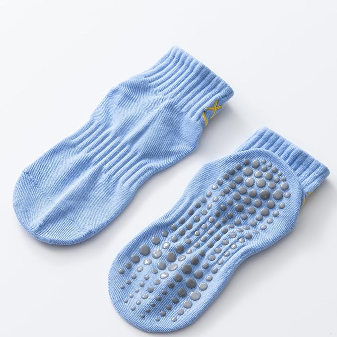 Yoga Pilates Socks with Grips for Women Non Slip Colorful Cushioned Ankle Socks for Barre Ballet Dance