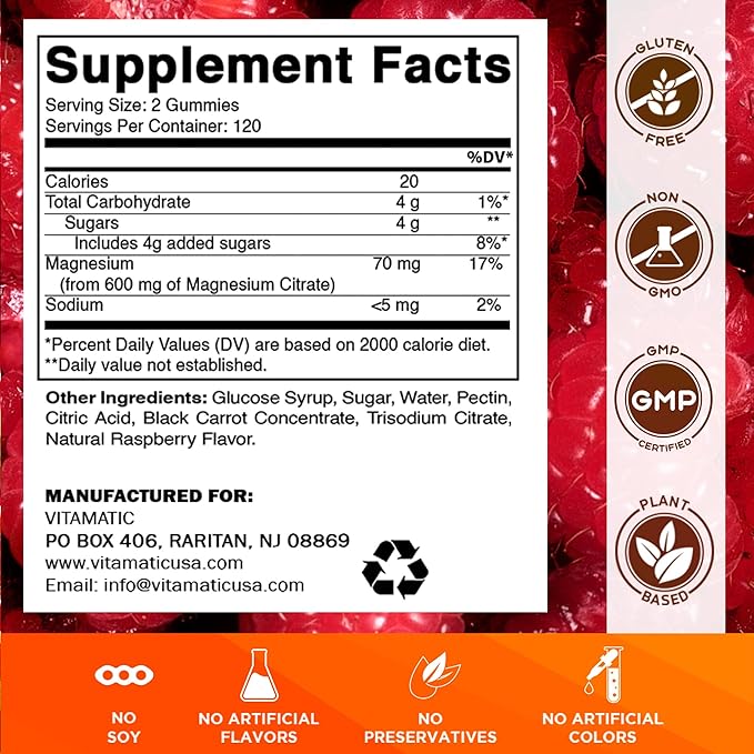 Vitamatic Vitamin D3 K2 with Calcium Gummies - 240 Count - Non-GMO, Gluten Free