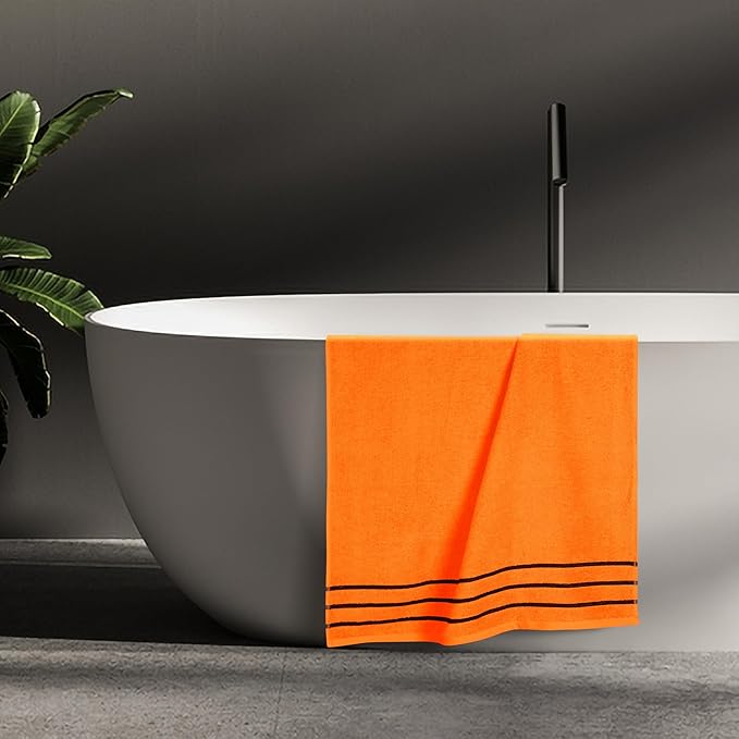 MyOwn Ultra Soft 4 Pack Oversized Bath Towel Set 27x54 inches, 100% Cotton Bath Towels, Highly Absorbant Compact Quickdry & Lightweight Towel, Ideal for Gym Travel Camp Pool - Orange