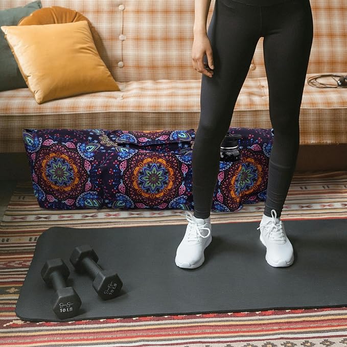Large Yoga Mat Bag Yoga Bags and Carriers Fits All You Stuff Yoga Tote Bag with Yoga Mat Strap, Elastic Pockets and Zipper Pockets