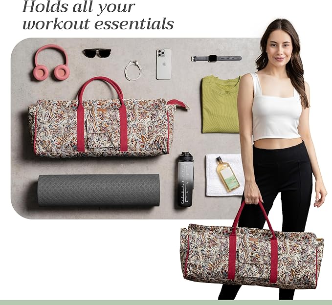 Maison d' Hermine Yoga Mat bag, Cylindrical bag for Woman&Men, yoga mat Bag &Adjustable shoulder straps Yoga Mat Carrier Bag with Drawstring Water Bottle Pocket and zipper pocket