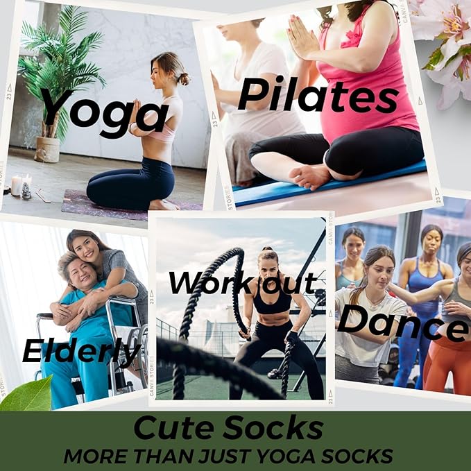 3/6 Pairs Cute Pilates Socks with Grips,Yoga Socks Barre Sock Non Slip Embroidery for Barre Ballet Workout